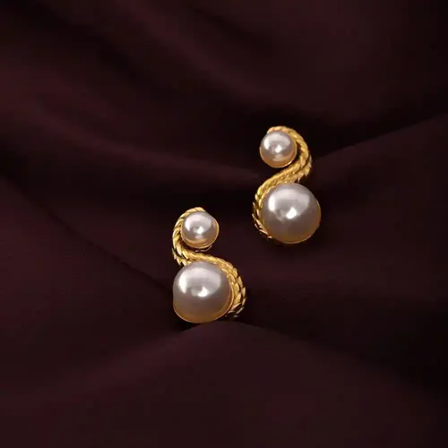Palmonas 18K Gold Plated Enchantress Pearl Stud Earrings For Womens Waterproof & Anti-Tarnish