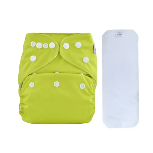 Bumberry Baby Reusable Pocket Cloth Diaper With 1 Three-Layer Microfiber Inserts/Soakers & Extra Pocket | Washable Rash Free Baby Diaper With Adjustable Size Press Studs Fits ( Green, 6 - 36 Months New Born Babies) Leak Proof & Dry Feel