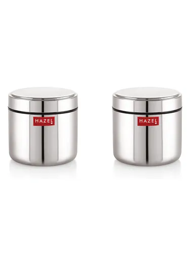 HAZEL Stainless Steel Mini Container Heavy Gauge Premium Airtight Dabbi Dabbam 650 ML, Silver