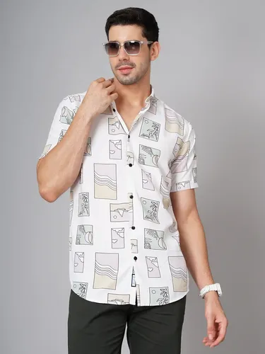 White-Green Coast Rayon Shirt