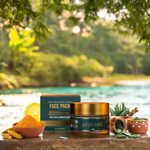 Ayurvedic Face Pack for Acne & Tan Removal | Herbal De-Tan Face Mask with Neem, Haldi & Licorice | Reduces Pimples, Dark Spots & Excess Oil | Glowing Skin for Men & Women | 8 Natural Herbs, 50ml