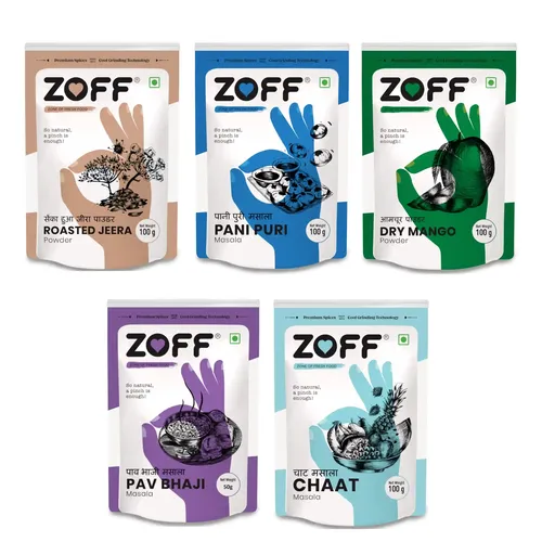 Zoff Chaat Starter Spices Kit 5 Exotic Blends | Pure & Fresh Masala | No Added Color or Preservatives | 500g