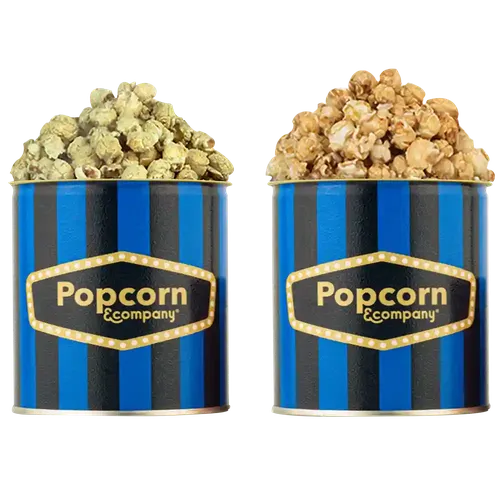 Popcorn & Company Festive Gift Combo Pack of 2 Tins (Caramel Crisp -130 Gm & Lemon Pepper Popcorn - 80 Gm) - 210 Gm