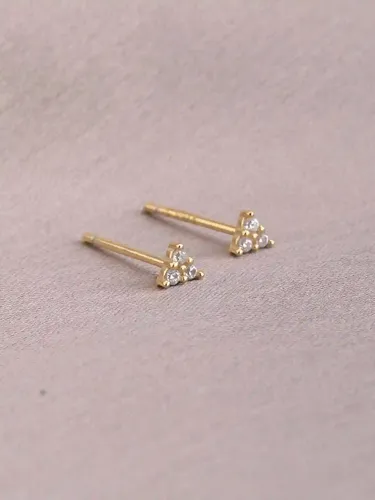 Palmonas 18K Gold Plated Trinal Solitaire Stud Earrings For Womens Waterproof & Anti-Tarnish