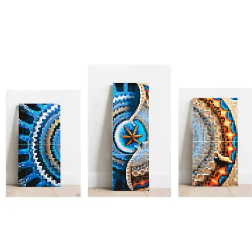 Sea and Sand Mandala Pixel Art Print Without Frame - Large