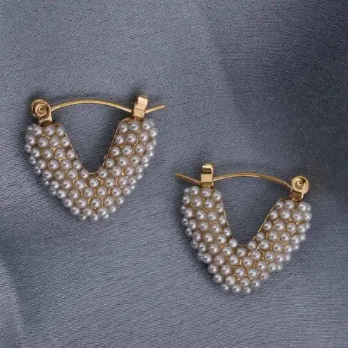 Palmonas 18K Gold Plated Heart Shapped Pearl Hoop Earrings For Womens Waterproof & Anti-Tarnish