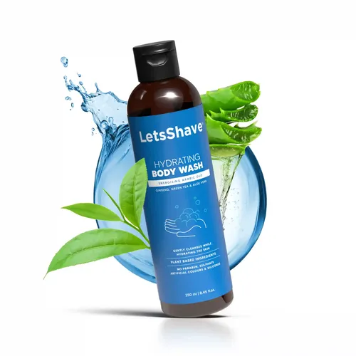 Letsshave Hydrating Body Wash for Men (250ml) with Arabic Oud – Ginseng, Aloe Vera & Green Tea | Gently Cleanses & Hydrates Skin | No Parabens, Sulfates or Silicones | 250ml