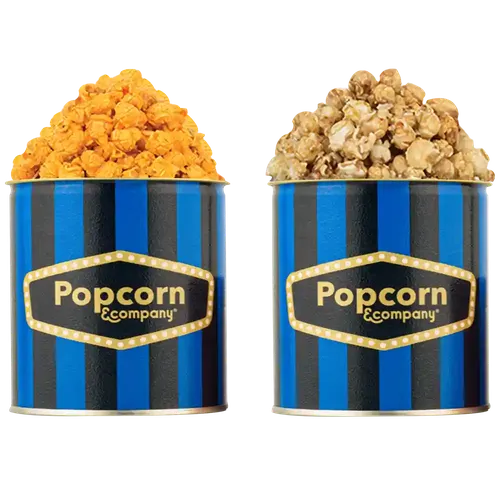 Popcorn & Company Festive Gift Combo Pack of 2 Tins (Caramel Lite -130 Gm & Cheddar Cheese Popcorn - 60 Gm) - 190 Gm