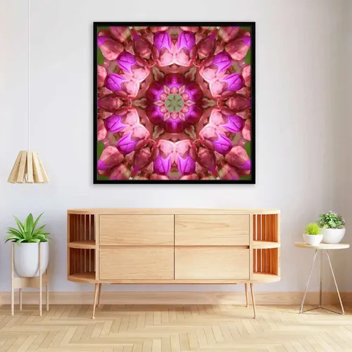 ArtzFolio Purple Floral Mandala D2 | Premium Canvas Painting for Bedroom & Living Room | Black Wood Frame | 20 x 20 inch (51 x 51 cms)