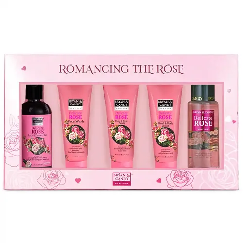 Bryan & Candy Romancing The Rose Complete Face & Body Care | Gift Set For Women |Shower Gel , Face Wash, Face Scrub , Fragrance Mist, Hand & Body Lotion| 100% Vegan, Skin-Friendly pH 5.5 for All Skin Types,SLS & Paraben Free |