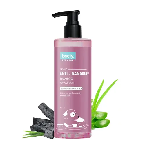 Bscly Anti Dandruff Dog Shampoo with Activated Charcoal & Aloe - 100% Natural  - 200ml