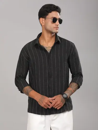 Black Linovite Striped Shirt M