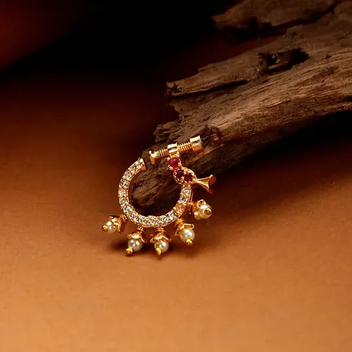 Ruby-White Gold Nose Pin Red-White