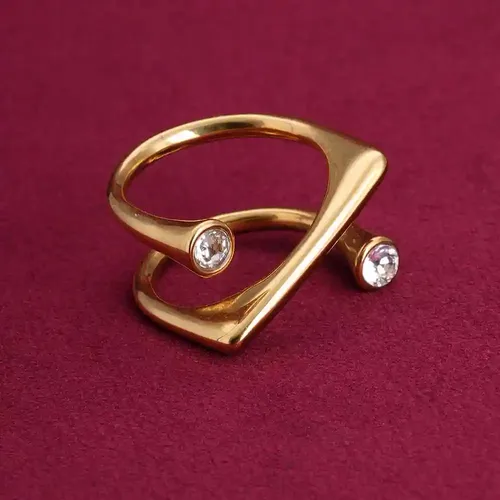 Palmonas Stone Helen Gold Ring For Womens (Size- A) - Waterproof & Anti-Tarnish