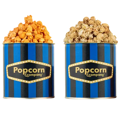 Popcorn & Company Festive Gift Combo Pack of 2 Tins (Caramel Crisp -130 Gm & Tomato Burst Popcorn - 80 Gm) - 210 Gm