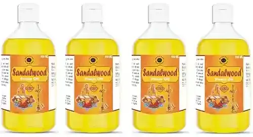 Sandalwood Chandan Pooja Oil 950 ML Pack of 4 for Hindu God Worship, Pooja, Rituals Lamp Diya Pooja Oil