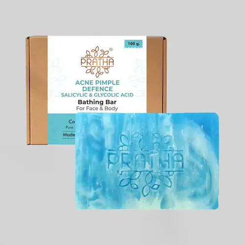 Pratha Acne Pimple Defence Salicylic & Glycolic Acid-Cold Process Handmade Bathing Bar