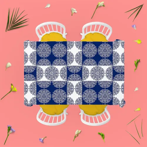 ArtzFolio Lace Ornate | Table Cloth Cover for Dining & Center Table | Washable Waterproof Polyester Fabric | 8-Seater Table; 54 x 81 inch (137 x 206 cms)