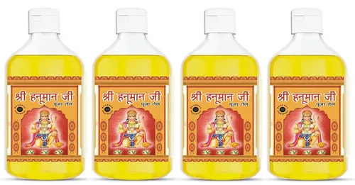Shri Hanumanji Pooja Oil 1000 ML Pack of 4 for Specially Hanumanji Chola, Hawan, Poojan Lamp Diya Pooja Oil