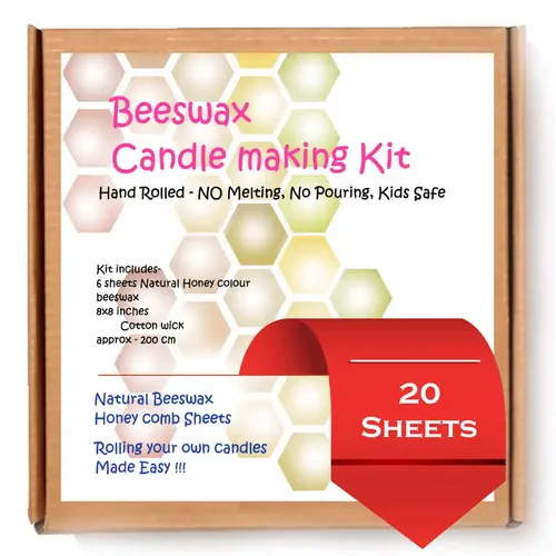 Pratha Candle Making Kit | DIY kit for Kids | Hand Rolled Beeswax Candle Making Kit - Pack of 20