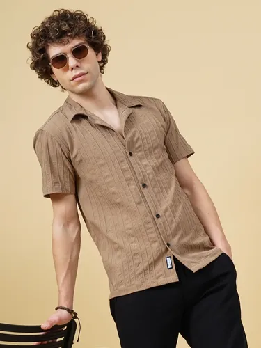 Brown Strix Striped Shirt L