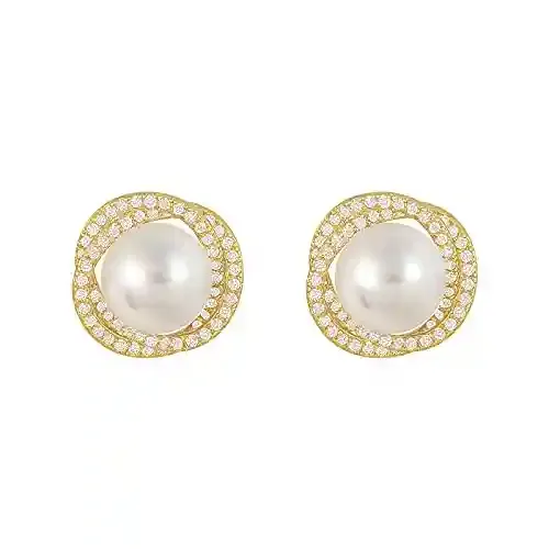 Circular Spiral Vintage Pearl Stud Earring