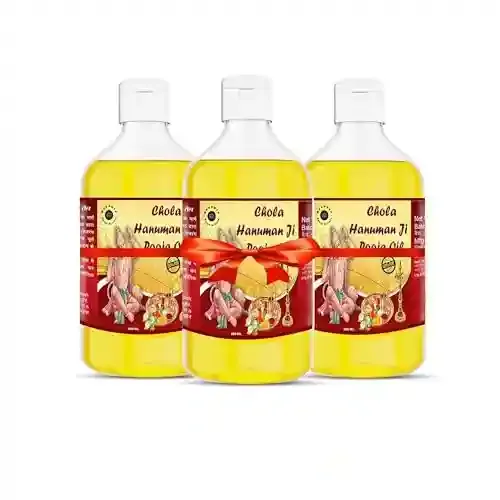 Devpusp - Chola HanumanJi Pooja Oil 1000 ML Pack of 3 For Balaji Pooja, Hanuman ji Chola Chadana, God Worship, Spiritual Healing Diya Deepam Oil, Hindu Religious Festival Pooja Oil