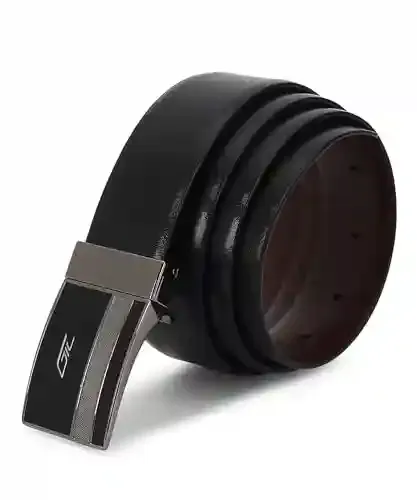 GIL Reversible Leather Belt for Men, 34mm Wrinkle-free leather, Black and Brown, Signature Turning Buckle