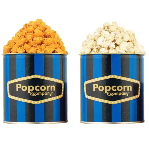 Popcorn & Company Festive Gift Combo Pack of 2 Tins (Hazelnut Popcorn -130 Gm & Cheesy Sriracha Popcorn - 60 Gm) - 190 Gm