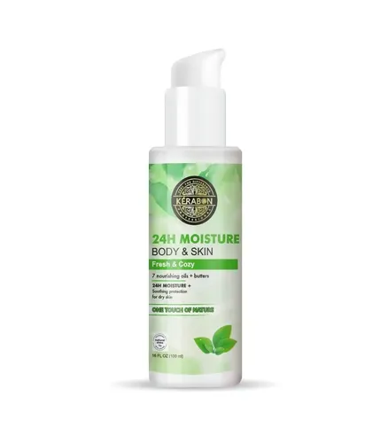 KERABON PROFESSIONAL 24H Moisture Body & Skin Lotion, Fresh & Cozy, 100 ml, with 7 Nourishing Oils and Butters