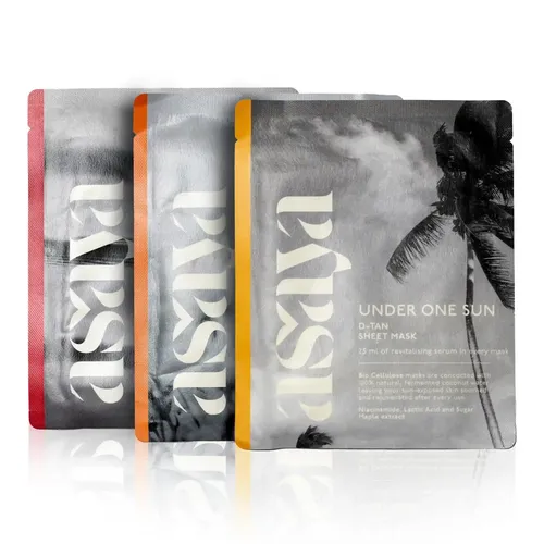 Asaya Korean Biocellulose Sheet Mask Set of 3 | Hydrating, Brightening & Detan Sheet Mask Combo Pack for Tan Removal, Barrier Repair & Glow | 100% Fermented Coconut Water | All skin types