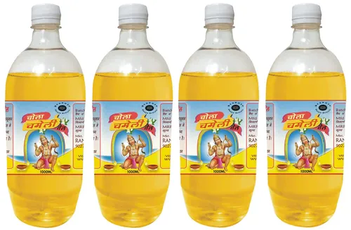 Chola Chameli Hanumanji Pooja Oil 1000 ML Pack of 4 for Hawan, Grahpravesh Poojan Lamp Diya Pooja Oil