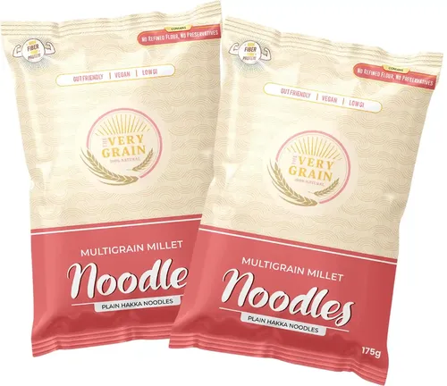 The Very Grain Wheat Noodles | No Refined, Maida | No MSG Not Fried | Healthy High Protein and Fiber Meal Contains Bajra, Ragi, Kodo, Foxtail Millets | Tastemaker Included | Pack of 2 (175 Grams Each)