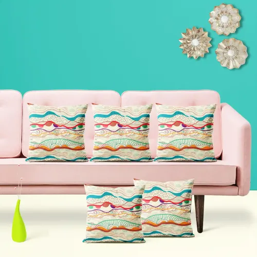ArtzFolio Waves Drawing | Decorative Cushion Cover for Bedroom & Living Room