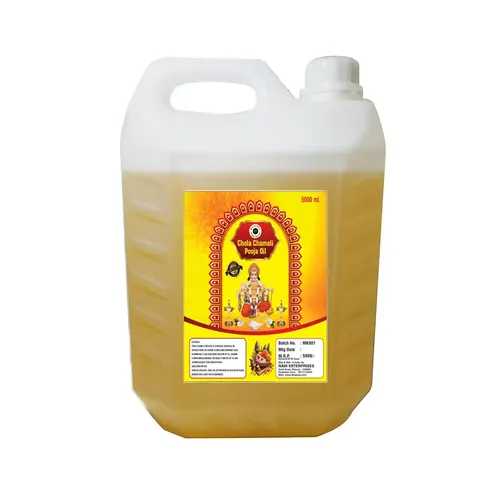 Devpusp - Chola Chameli (Jasmine) Pooja Oil - 5000 ML for Hawan, Chola Poojan Hanumanji, God Worship, Spiritual Healing Diya Deepam Oil, Hindu Religious Festival Pooja Oil - 5000ML