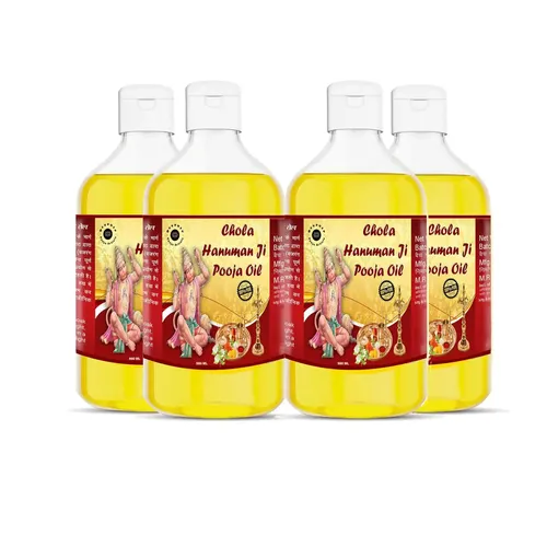 Devpusp - Chola Hanuman Ji (Jasmine) Pooja Oil 1000 ML Pack of 4 For Hawan, Chola Poojan Hanumanji, God Worship, Spiritual Healing Diya Deepam Oil, Hindu Religious Festival Pooja Oil