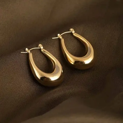 Palmonas 18K Gold Plated U-Shaped Chunky Earrings For Womens Waterproof & Anti-Tarnish