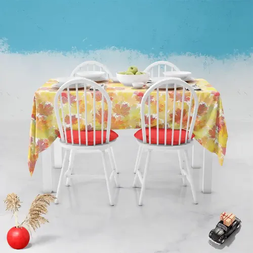 ArtzFolio Autumn Leaves D2 | Table Cloth Cover for Dining & Center Table | Washable Waterproof Polyester Fabric | 6-Seater Table; 48 x 72 inch (122 x 183 cms)
