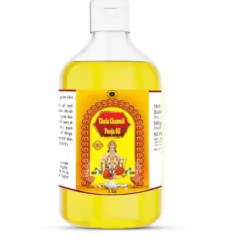 Devpusp - Chola Chameli (Jasmine) Pooja Oil 1000 ML Pack of 3 for Hawan, Chola Poojan Hanumanji, God Worship, Spiritual Healing Diya Deepam Oil, Hindu Religious Festival Pooja Oil