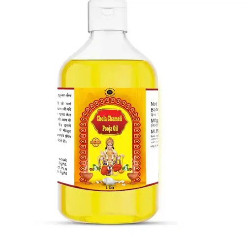 Devpusp Chola Chameli Jasmine Pooja Oil 1000 ML Pack of 4 for Hanuman ji Balaji Pooja, Hawan, God Worship