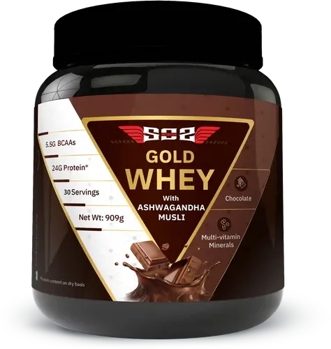 SOS Nutrition Whey Protein Powder Gold, Herbs for Muscle Building and Recovery (Chocolate, 910g)