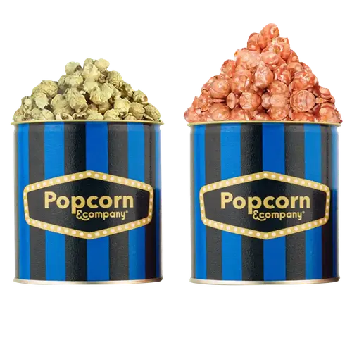 Popcorn & Company Festive Gift Combo Pack of 2 Tins (Crunchy Litchi -130 Gm & Lemon Pepper Popcorn - 80 Gm) - 210 Gm