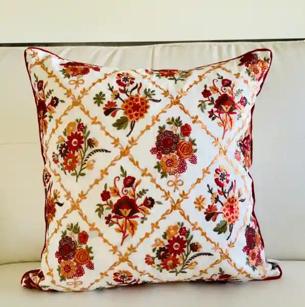 Victoria- Embroidered Cotton Silk Cushion Cover- Multicolor- Set of 2