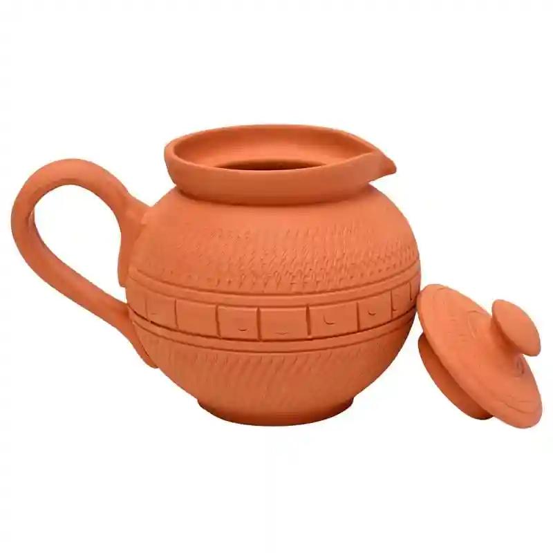 KSI Handmade Terracotta Clay Milk Pot Tea Kettle for Serving (Milk Pot) 400 ML