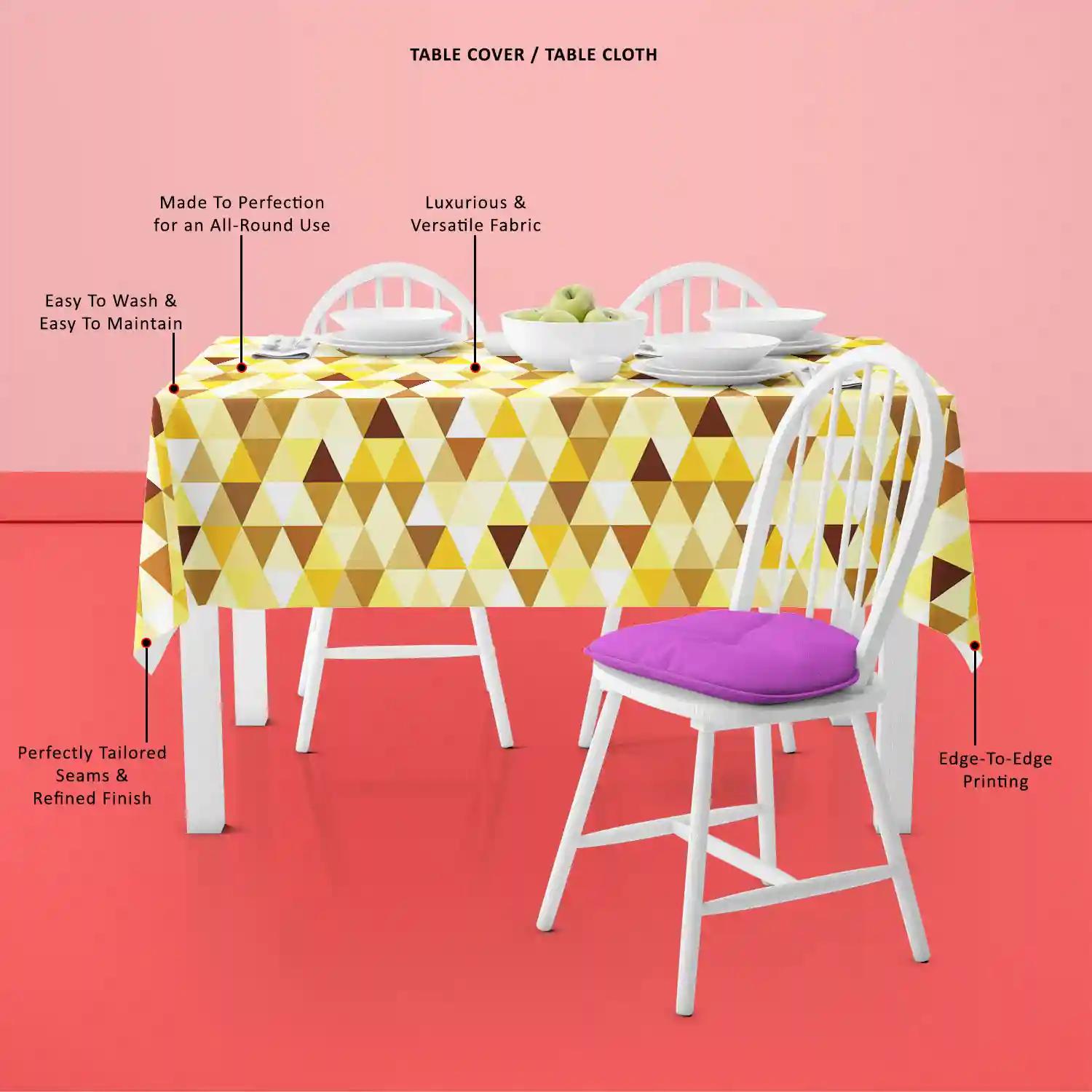 ArtzFolio Gold Triangle | Table Cloth Cover for Dining & Center Table