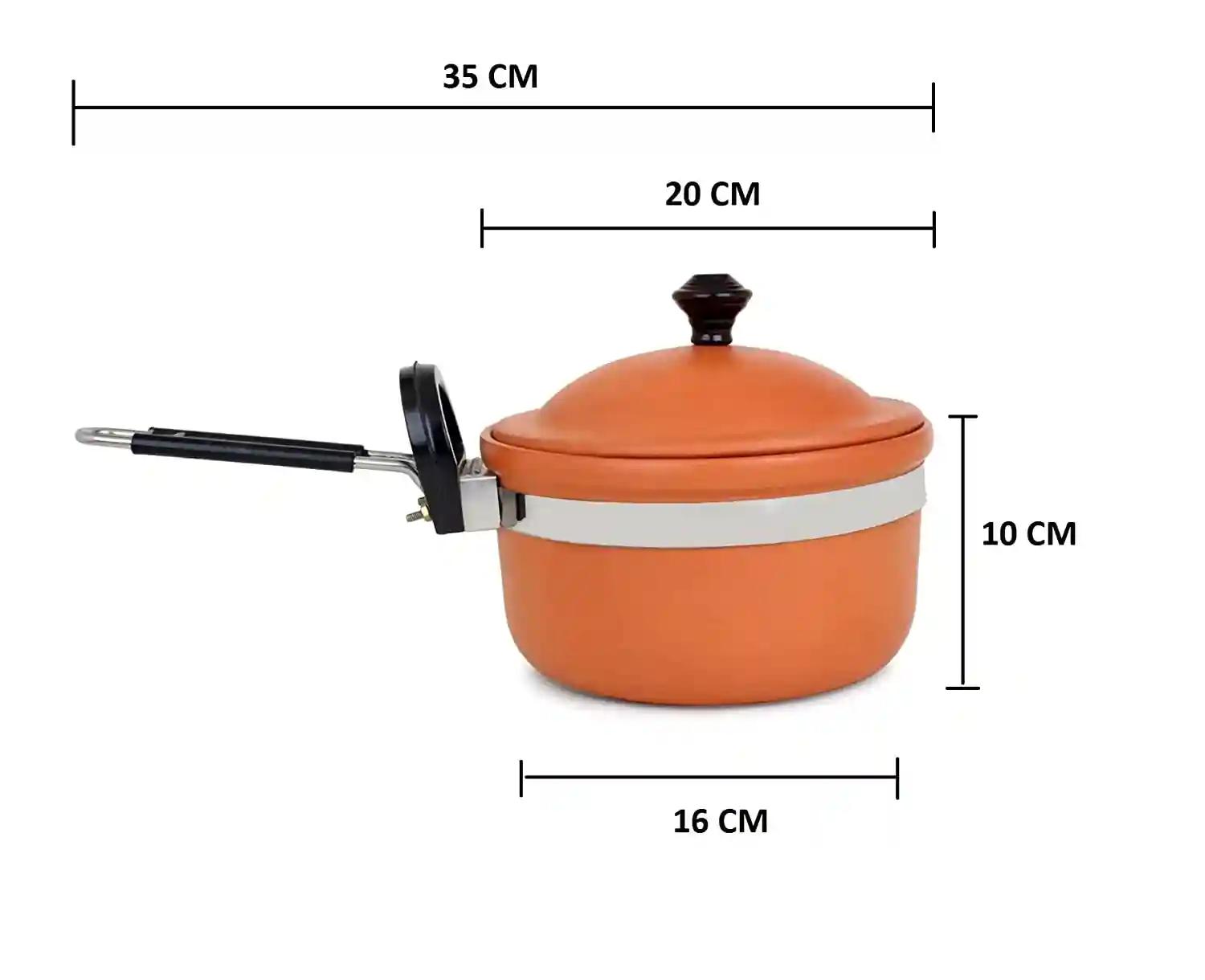 KSI Handmade Terracotta Clay Frying Pan (1.5 litres) with Lid, Eco Friendly Earthen Clay Frying Pan for Cooking and Wooden Palta Spatula