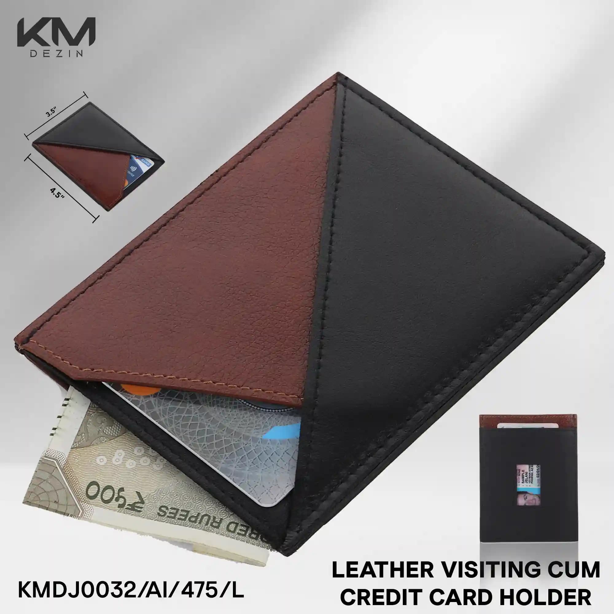 Leather Visiting Cum Credit Card Holder - Brown