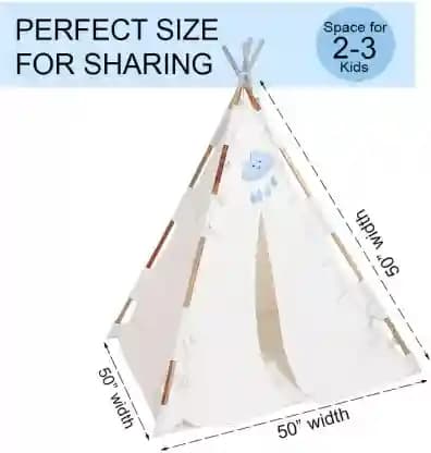 100% Cotton Canvas Play DIY Kit Tent House For Kids - White