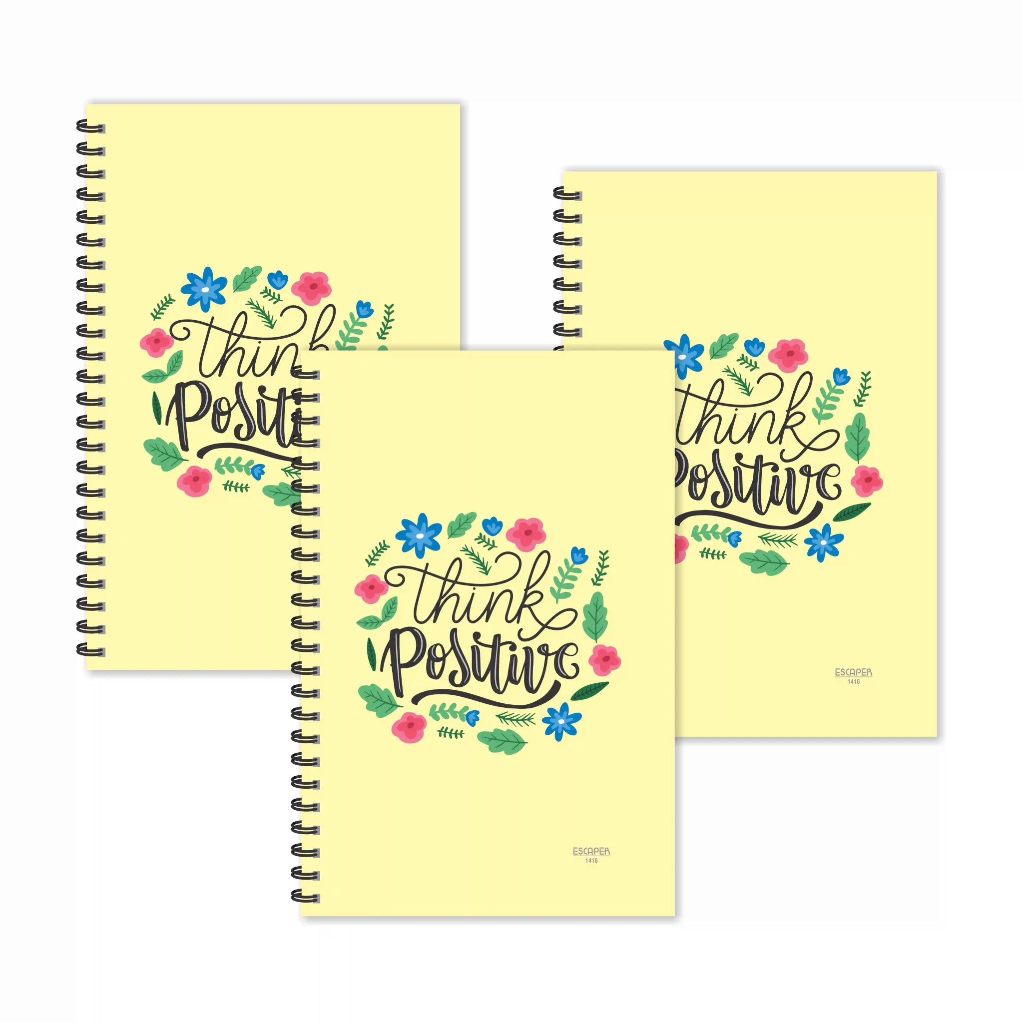 Think Positive Motivation Ruled Diaries - Pack Of 3