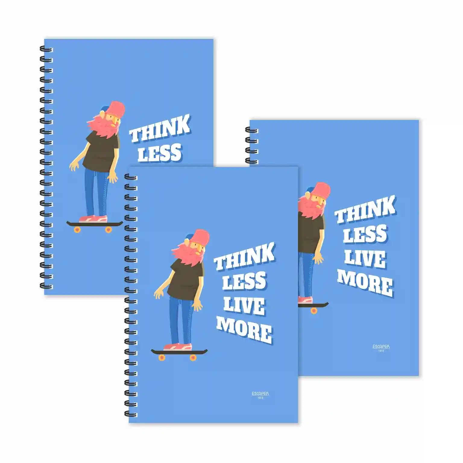 Think Less Live More Motivation Ruled Diaries - Pack Of 3